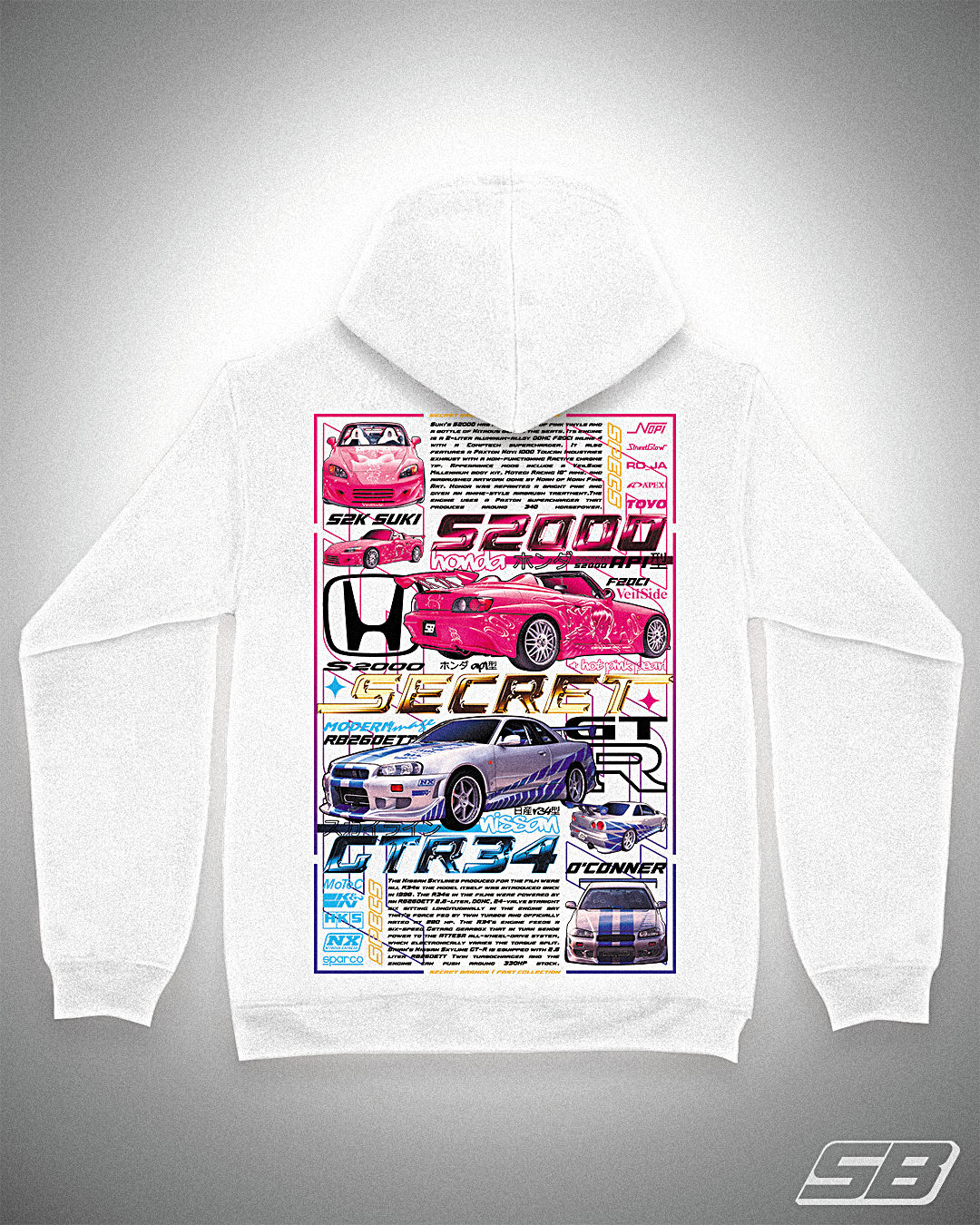 SUDADERA NISSAN SKYLINE GTR34 & HONDA S2000 - S2K SUKI x R34 BRIAN O'CONNER - FAST & FURIOUS - RÁPIDO Y FURIOSO - AUTOS JDM