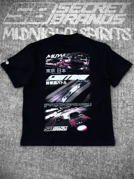 PLAYERA PREMIUM OVERSIZE SHUTOKO BATTLE NISSAN TOYOTA  - MIDNIGHT SPIRITS COLLECTION - SECRET BRANDS - JDM - DRIFT - TOUGE - TUNING - CARS - UNDERGROUND - RACING