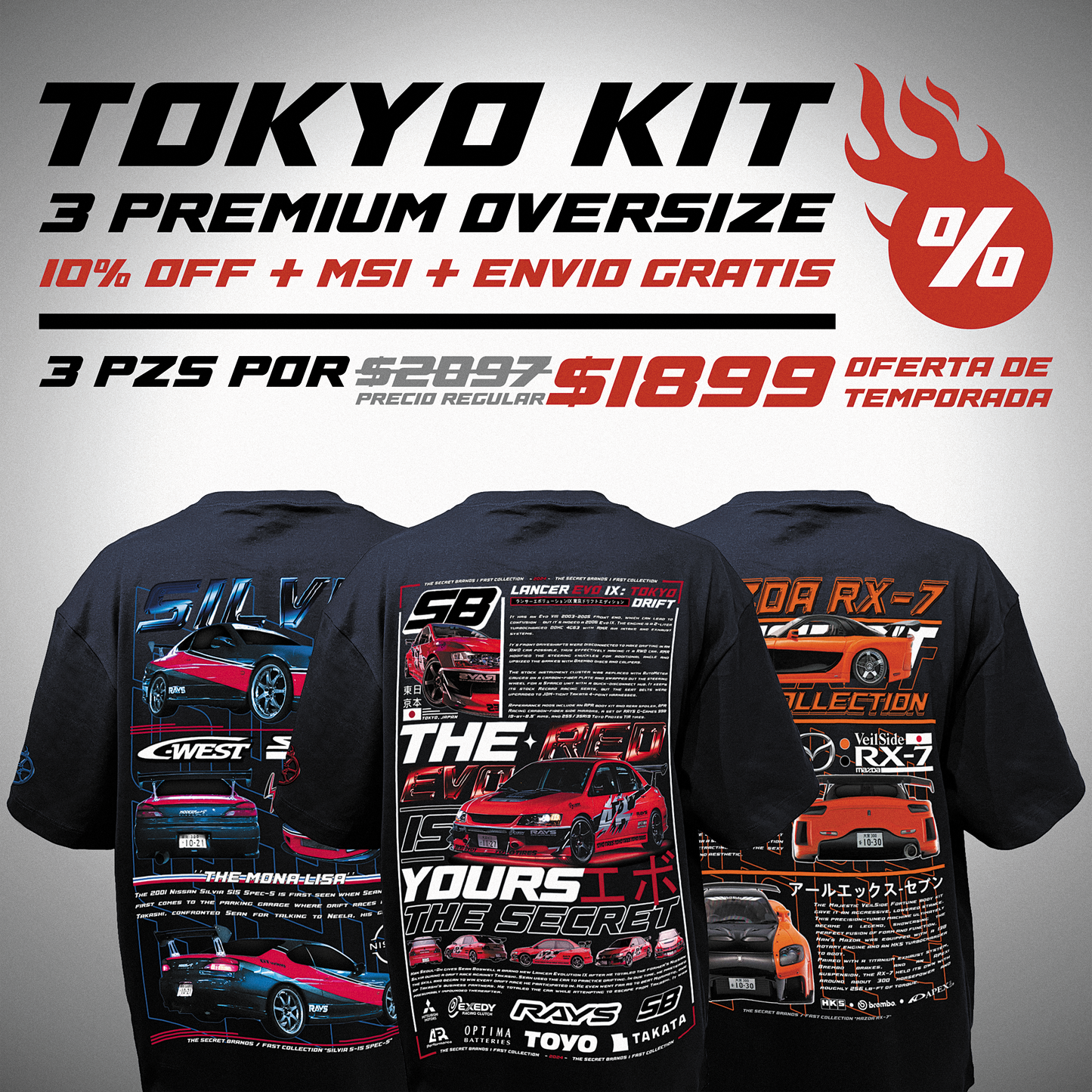 TOKYO KIT - (3) PLAYERAS PREMIUM OVERSIZE